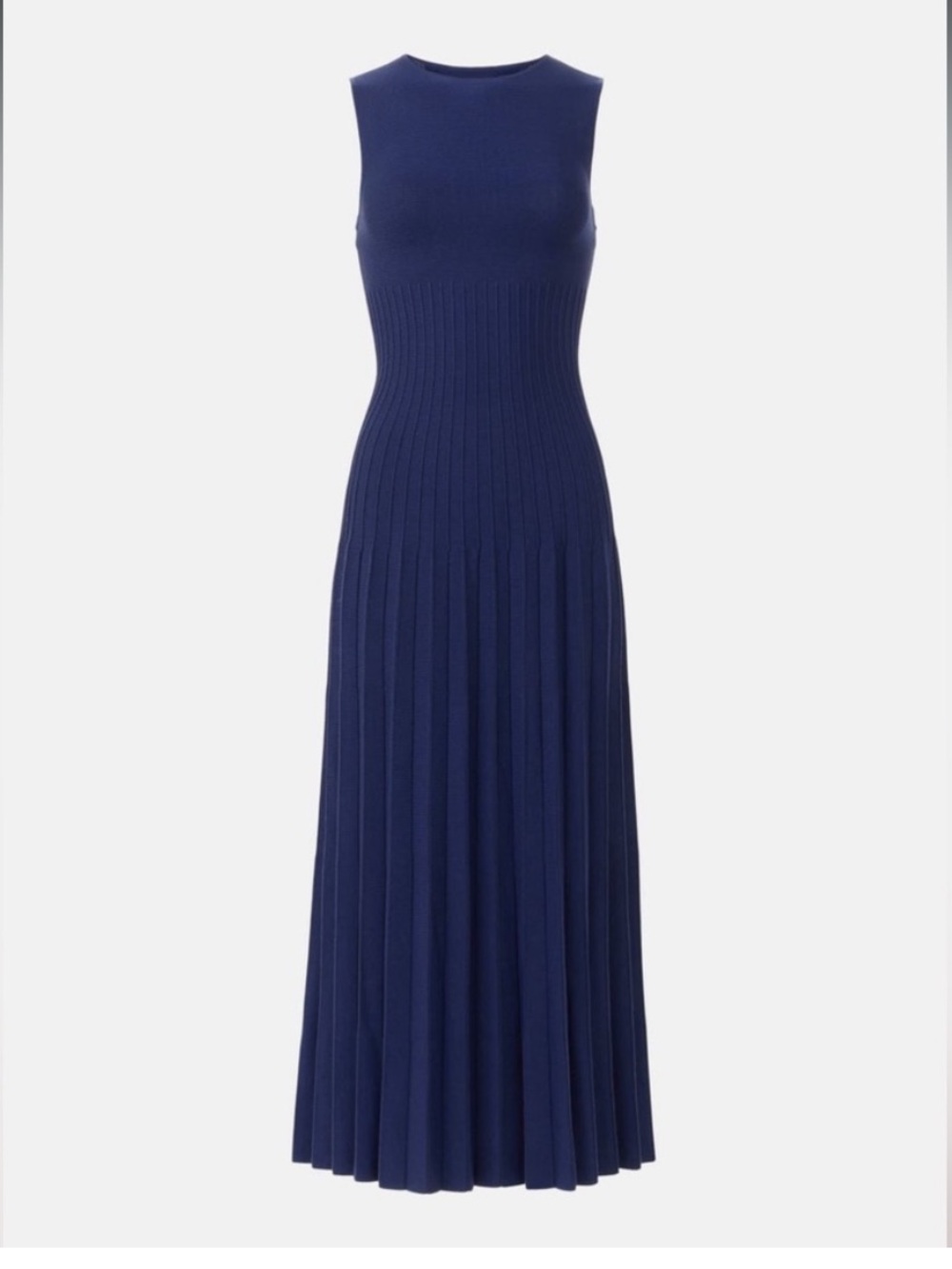 STAUD Elyse Knit Pleated Midi Dress Navy Blue Small - Picture 1 of 3